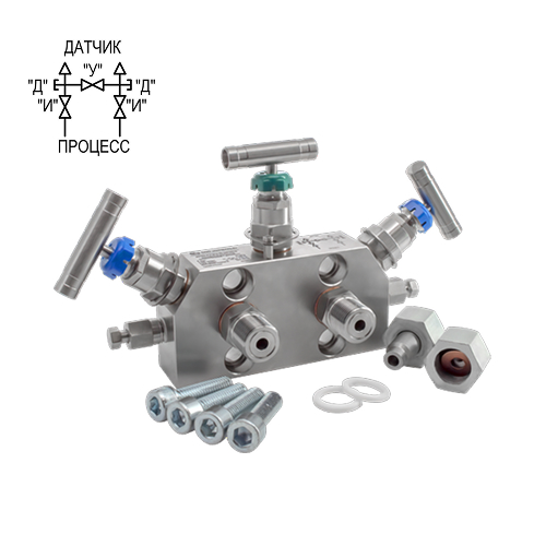 MV302-MF.P1T2.TB.08X18H10 Трёхвентильный блок KIPVALVE MV