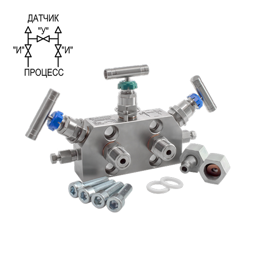 MV300A-MF.P1T2.TB.08X18H10 Трёхвентильный блок KIPVALVE MV